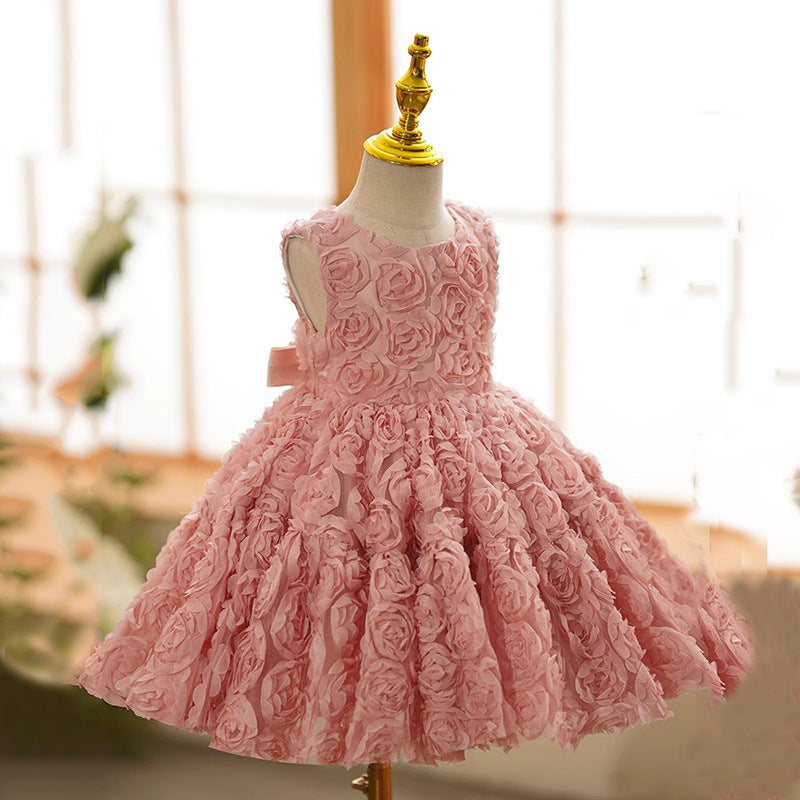 Vestido Infantil Rosas e Laçinho