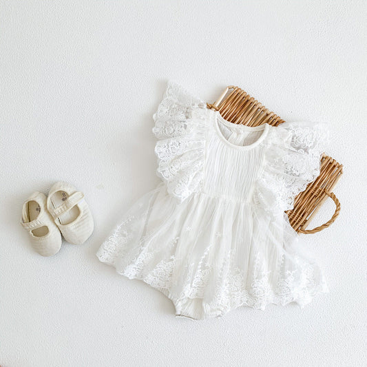 Body Infantil Feminino Branco Rendinha