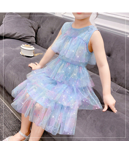 Vestido Infantil Tule Poá Camadas