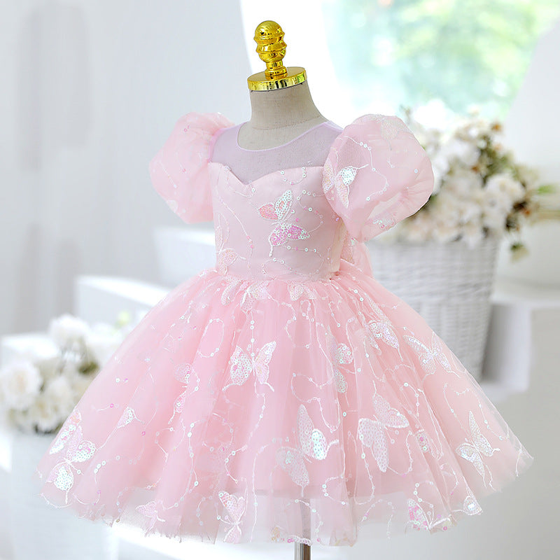 Vestido Infantil Borboletas Brilhante