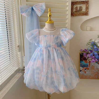 Vestido Infantil Laço e Pérolas