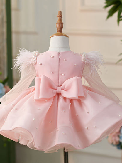 Vestido De Festa Infantil Rosa Pérolas