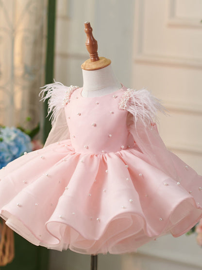 Vestido De Festa Infantil Rosa Pérolas