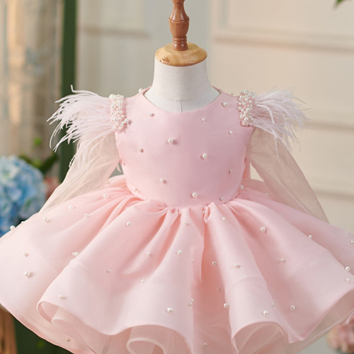 Vestido De Festa Infantil Rosa Pérolas