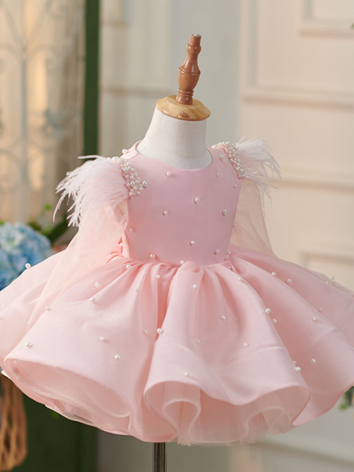 Vestido De Festa Infantil Rosa Pérolas