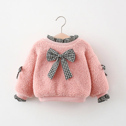 Blusa de Frio Lacinho Xadrez blusa Loja Click Certo Rosa 0-6 meses 