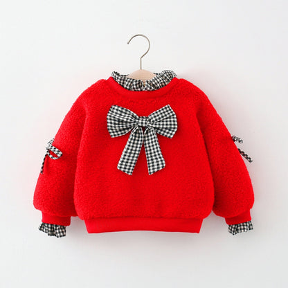 Blusa de Frio Lacinho Xadrez blusa Loja Click Certo Vermelho 0-6 meses 