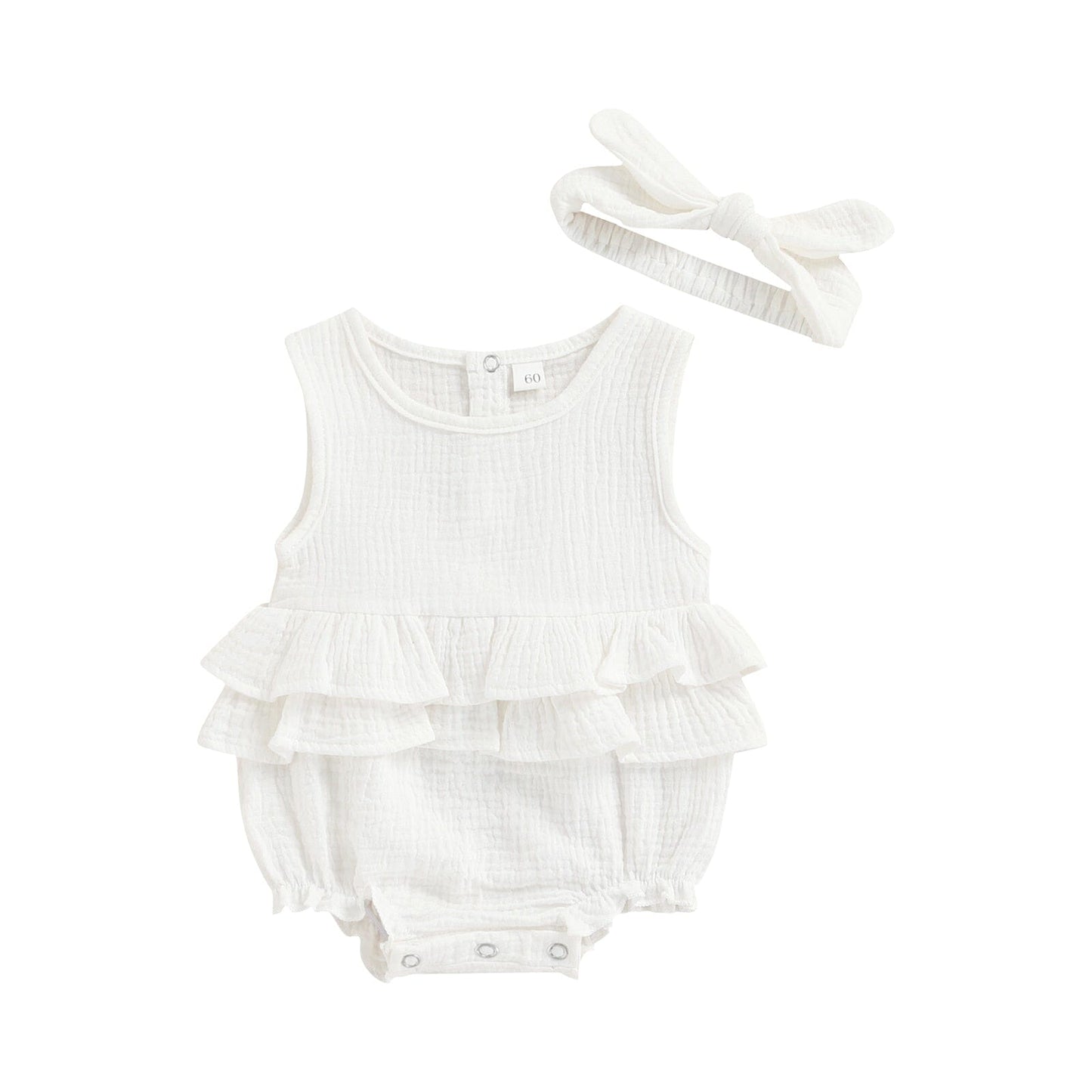 Body Infantil Feminino Babadinhos + Faixa Loja Click Certo Branco 0-3 Meses 