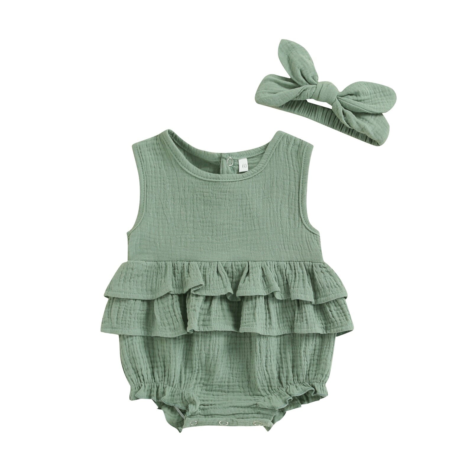 Body Infantil Feminino Babadinhos + Faixa Loja Click Certo Verde 0-3 Meses 