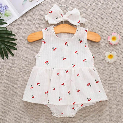 Body Infantil Feminino Cerejas + Laço Loja Click Certo Branco 0-3 meses 