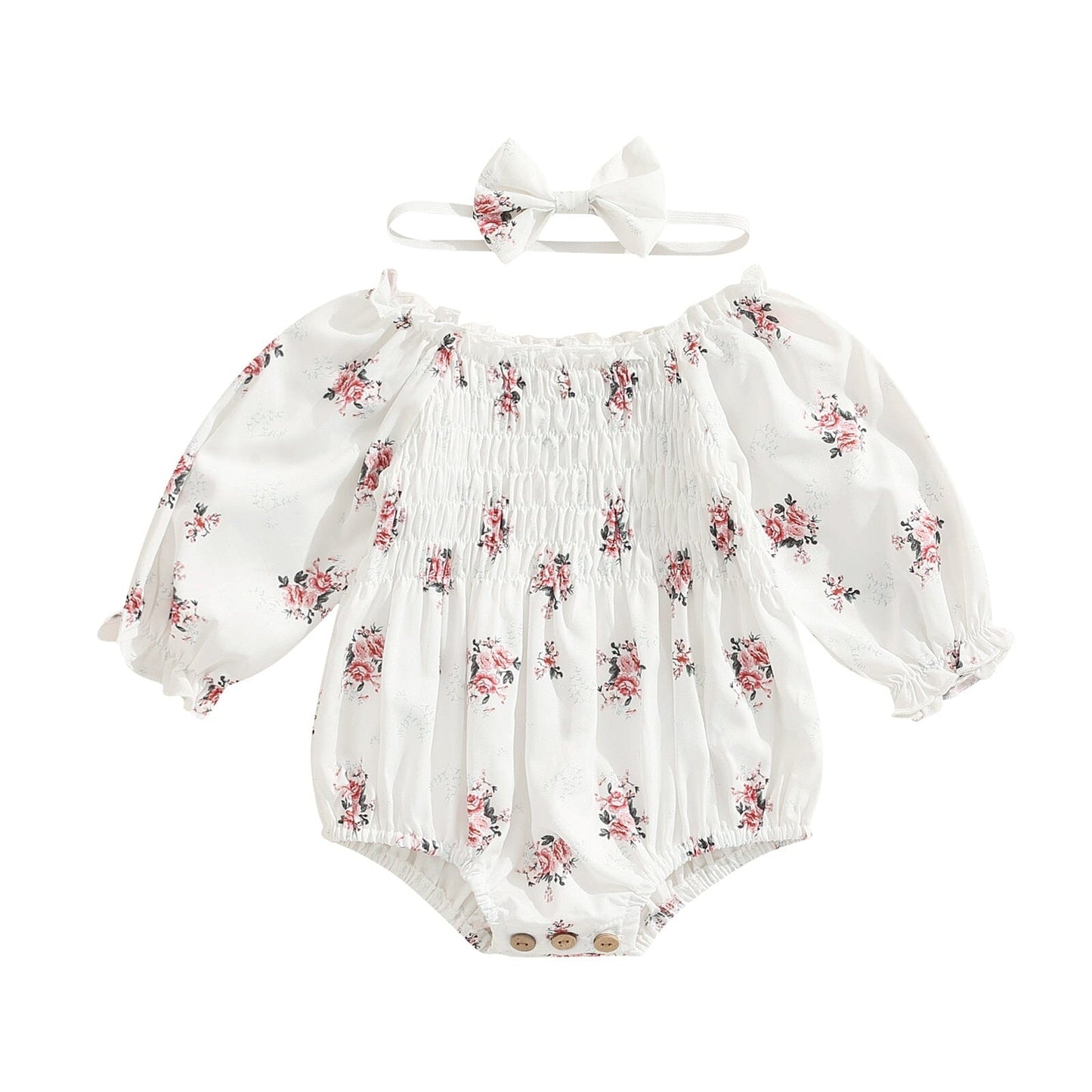 Body Infantil Feminino Flower + Faixa Loja Click Certo Rosa 0-6 Meses 