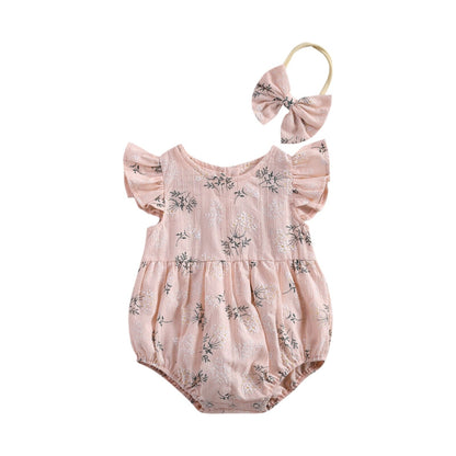 Body Infantil Feminino Jardim + Faixa Loja Click Certo Rosa 0-6 Meses 