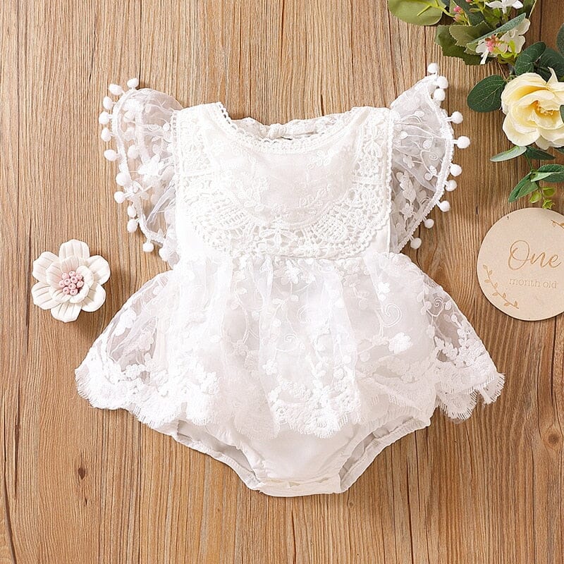 Body Infantil Feminino Rendinha e Bolinhas Loja Click Certo Branco 18-24 Meses 