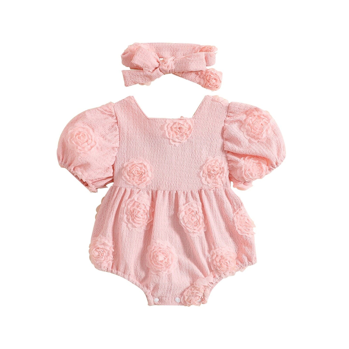 Body Infantil Feminino Rosas + Faixa Loja Click Certo Rosa 3-6 Meses 