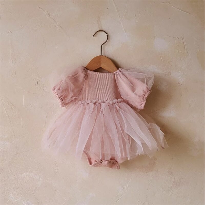 Body Infantil Feminino Tule e Manguinha Loja Click Certo Rosa 3-6 Meses 