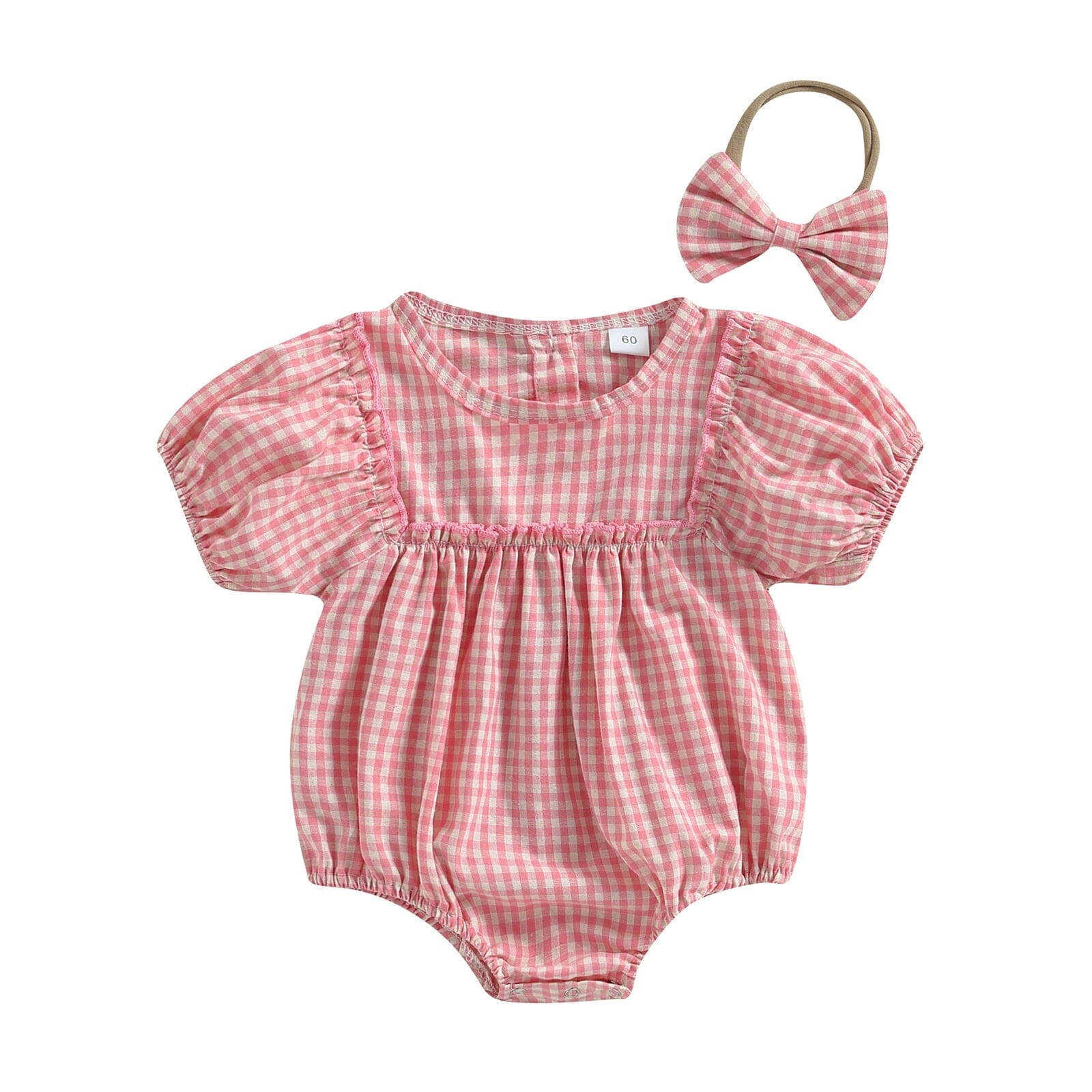 Body Infantil Feminino Xadrez + Faixa Loja Click Certo Rosa 0-3 Meses 