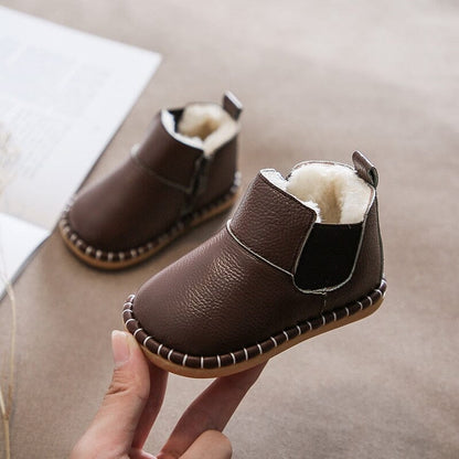 Bota Infantil Couríno Pelúcia Loja Click Certo Marrom 0-6 Meses Palminha 11.5cm 