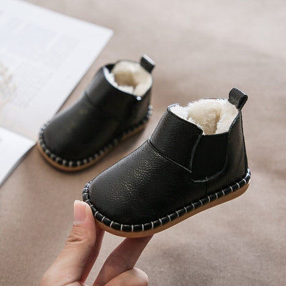 Bota Infantil Couríno Pelúcia Loja Click Certo Preto 0-6 Meses Palminha 11.5cm 