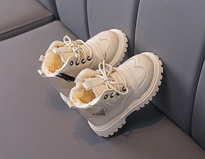 Bota Infantil LV Pelinhos Loja Click Certo Bege 8-12 Meses Palmilha 13cm 