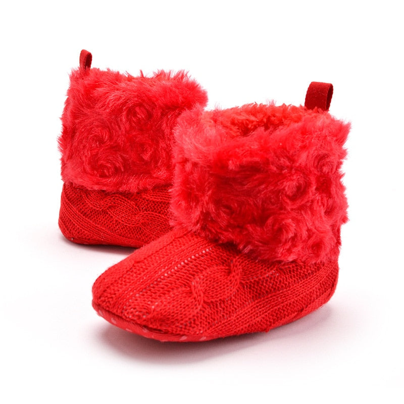 Botinha Inverno Tricô Bota Loja Click Certo Vermelho 0-6 Meses 11cm Cano curto