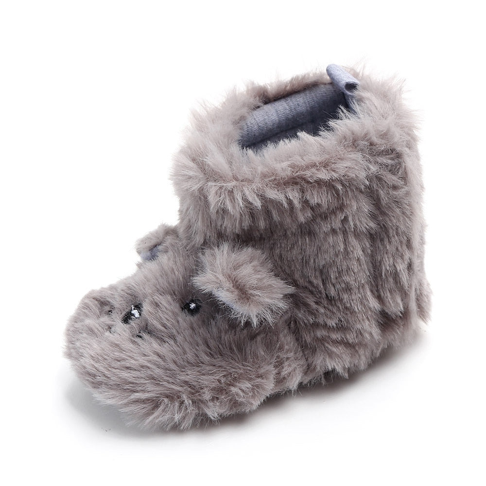 Botinha Pelinhos Urso Botinha Loja Click Certo Cinza 0-6 Meses 11cm 