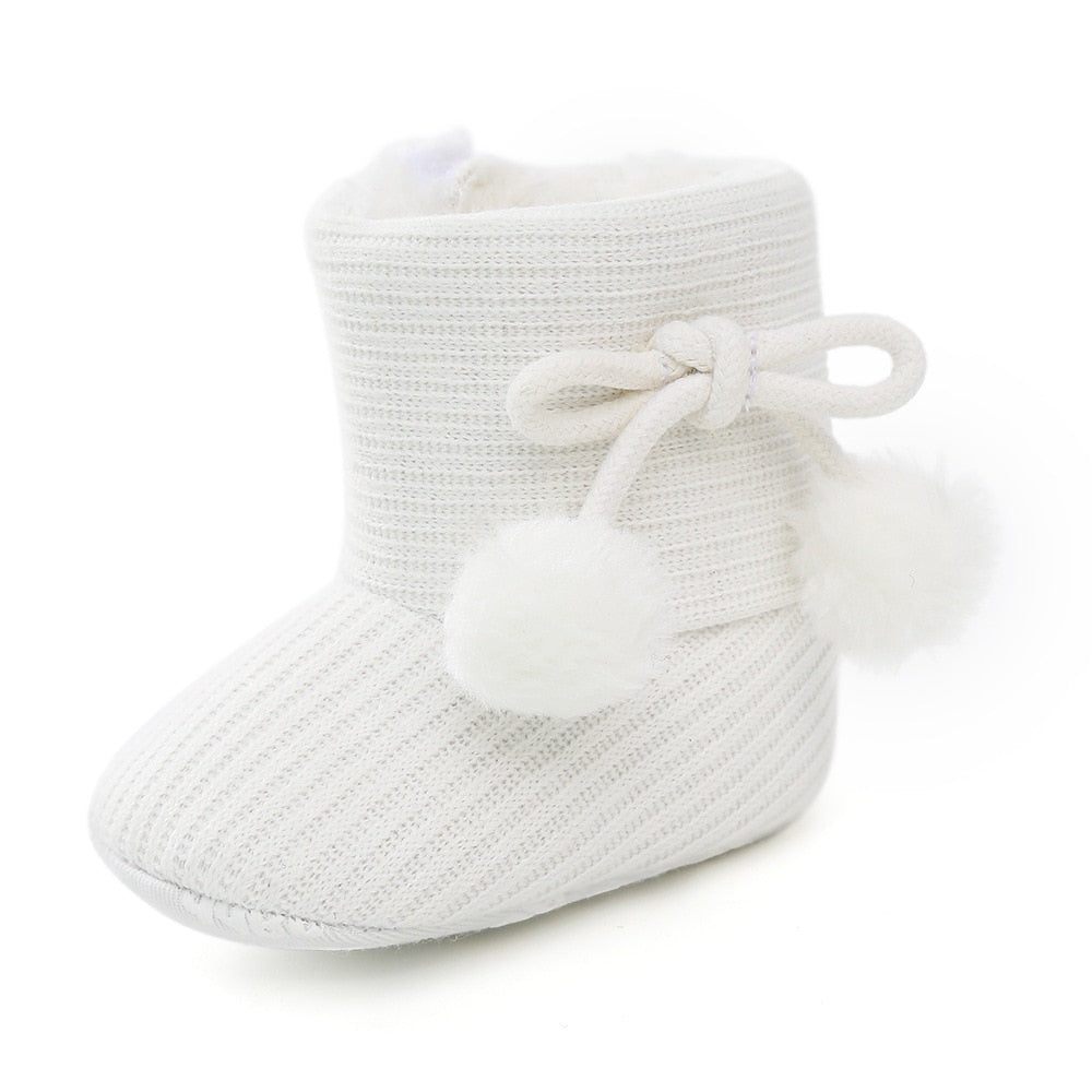 Botinha Pompom Botinha Loja Click Certo Branco 0-6 Meses 11cm 