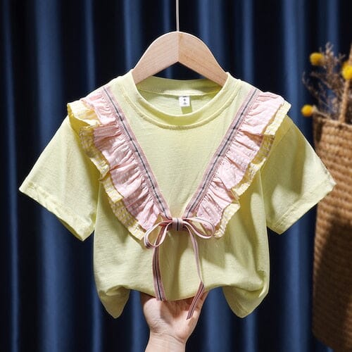 Camiseta Infantil Feminina Detalhes Loja Click Certo Amarelo 1-2 Anos 