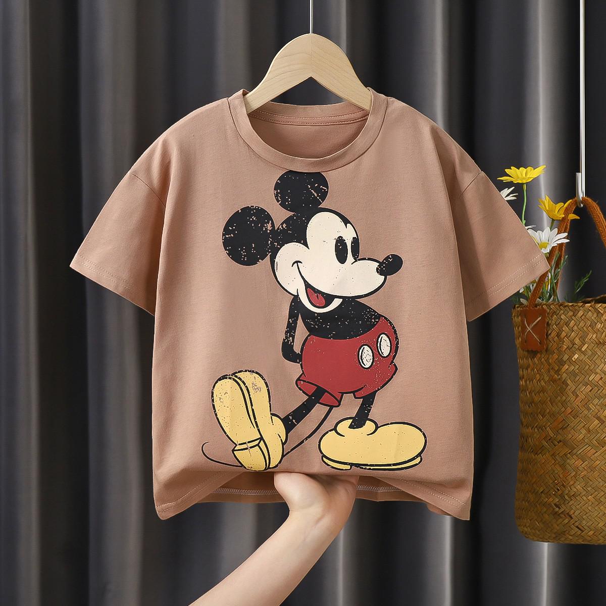 Camiseta Infantil Mickey Camiseta Loja Click Certo Marrom 6-9 meses 