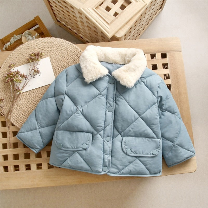 Casaco de Frio Pelúcia blusa Loja Click Certo Azul 12-24 Meses 