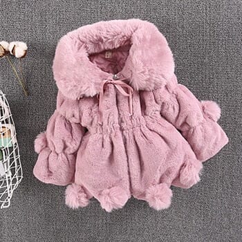 Casaco Infantil Feminino Gola Pelinhos e Pompom Loja Click Certo Rosa 12-18Meses 