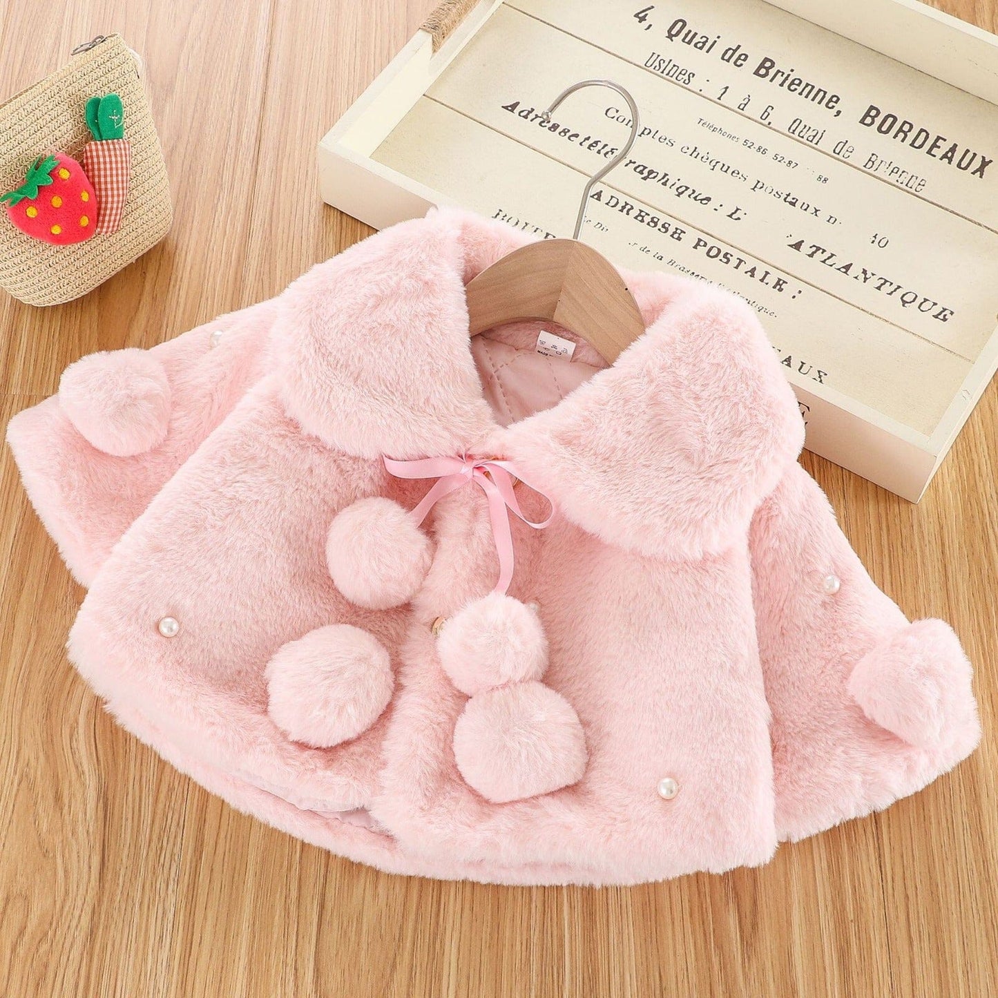 Casaco Infantil Feminino Pompom e Pérolas Loja Click Certo Rosa 3-6 Meses 