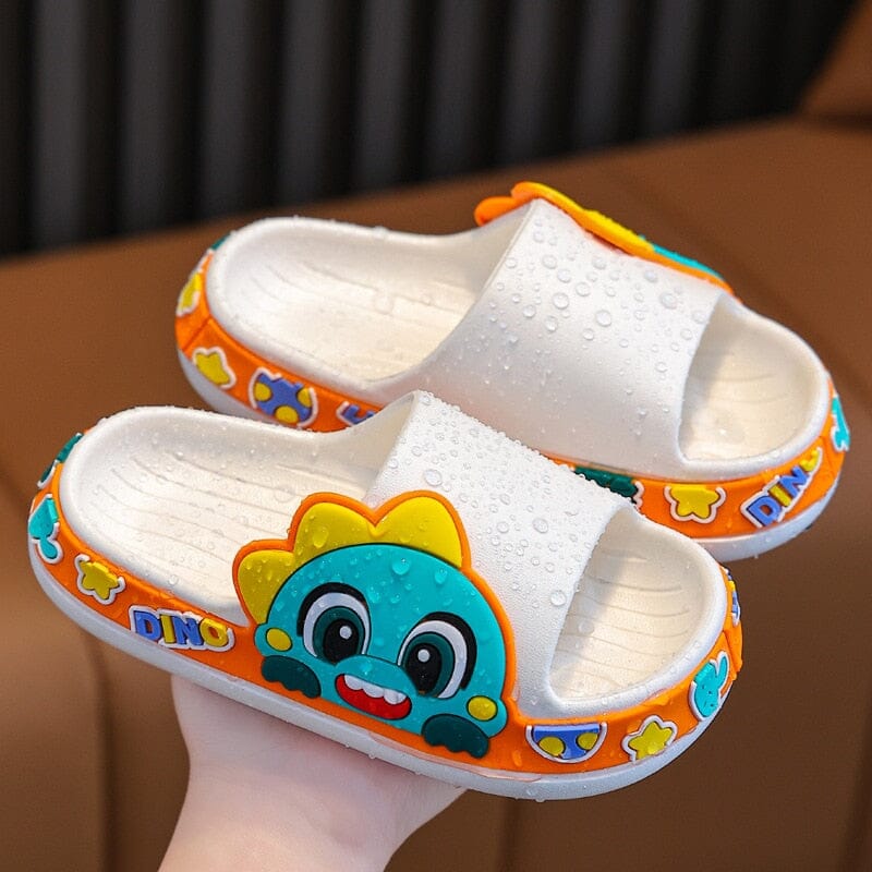 Chinelo Infantil Animais Divertidos Loja Click Certo Branco e Laranja 3 Anos á 3 Anos e Meio Palmilha 16cm 