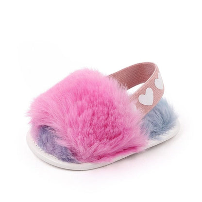 Chinelo Infantil Feminino Pelinhos Loja Click Certo Rosa e Cinza 0-6 Meses 