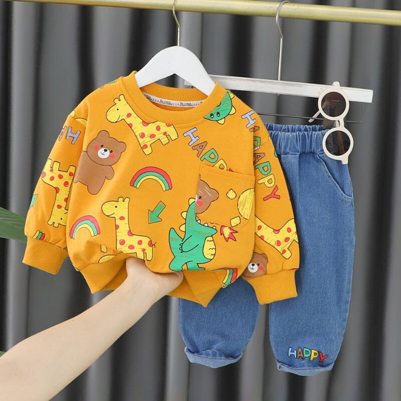 Conjunto Infantil Animais e Bolsinho Loja Click Certo 