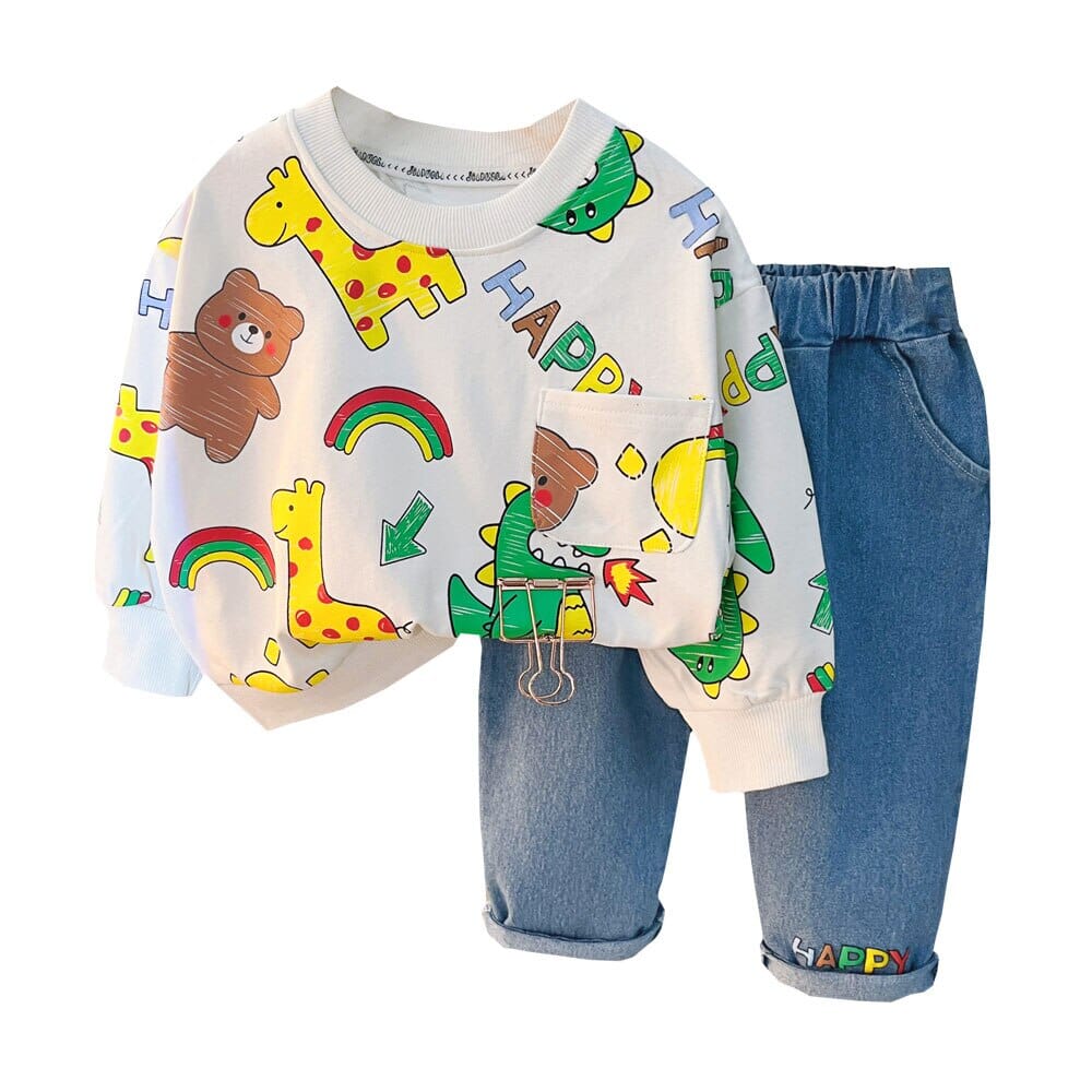 Conjunto Infantil Animais e Bolsinho Loja Click Certo 