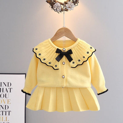 Conjunto Infantil Feminino Botões Laçinho Loja Click Certo Amarelo 9-12 Meses 