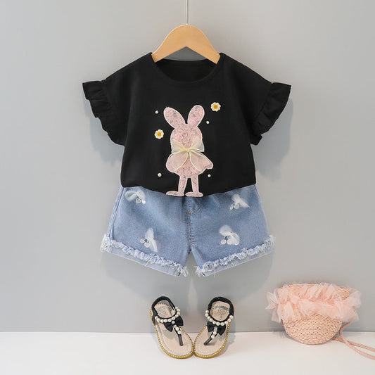 Conjunto Infantil Feminino Coelhinho conjunto Loja Click Certo Preto 0-3 meses 