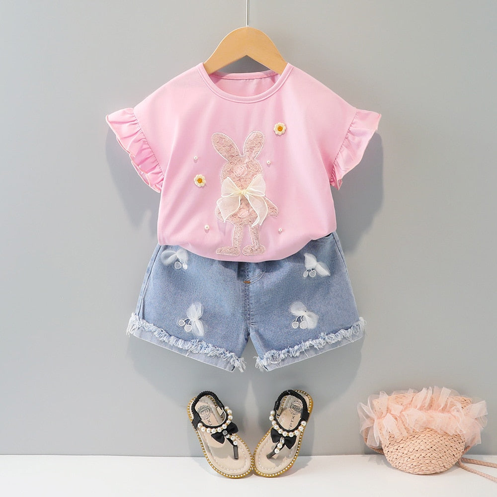 Conjunto Infantil Feminino Coelhinho conjunto Loja Click Certo Rosa 0-3 meses 