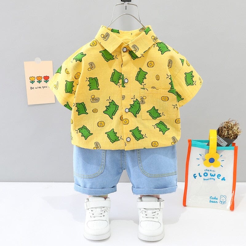 Conjunto Infantil Feminino Dinos Loja Click Certo Amarelo 6-12 Meses 