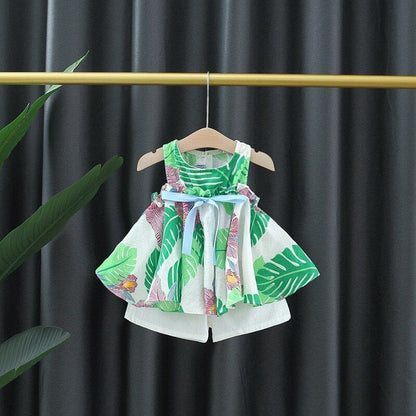 Conjunto Infantil Feminino Folhas Loja Click Certo Verde 4-6 Meses 