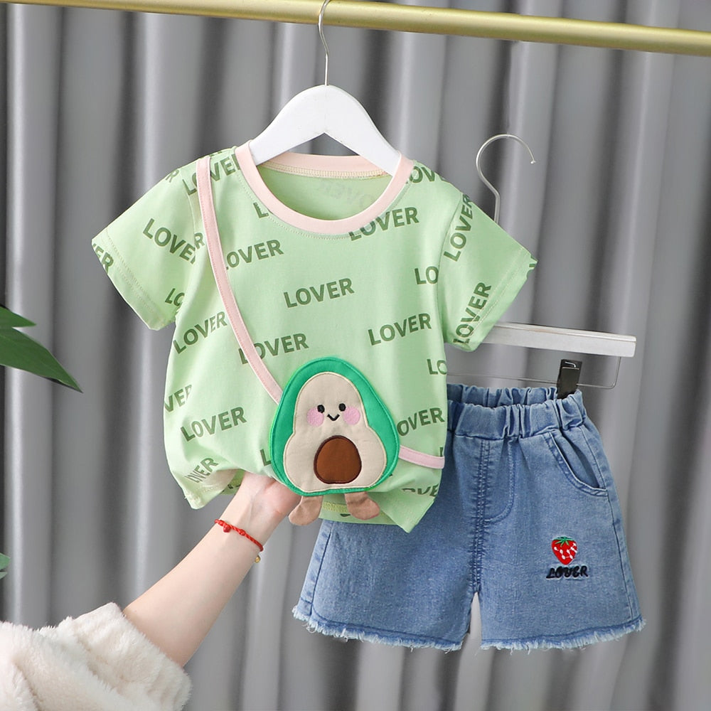 Conjunto Infantil Feminino Frutinha conjunto Loja Click Certo Verde 0-6 Meses 