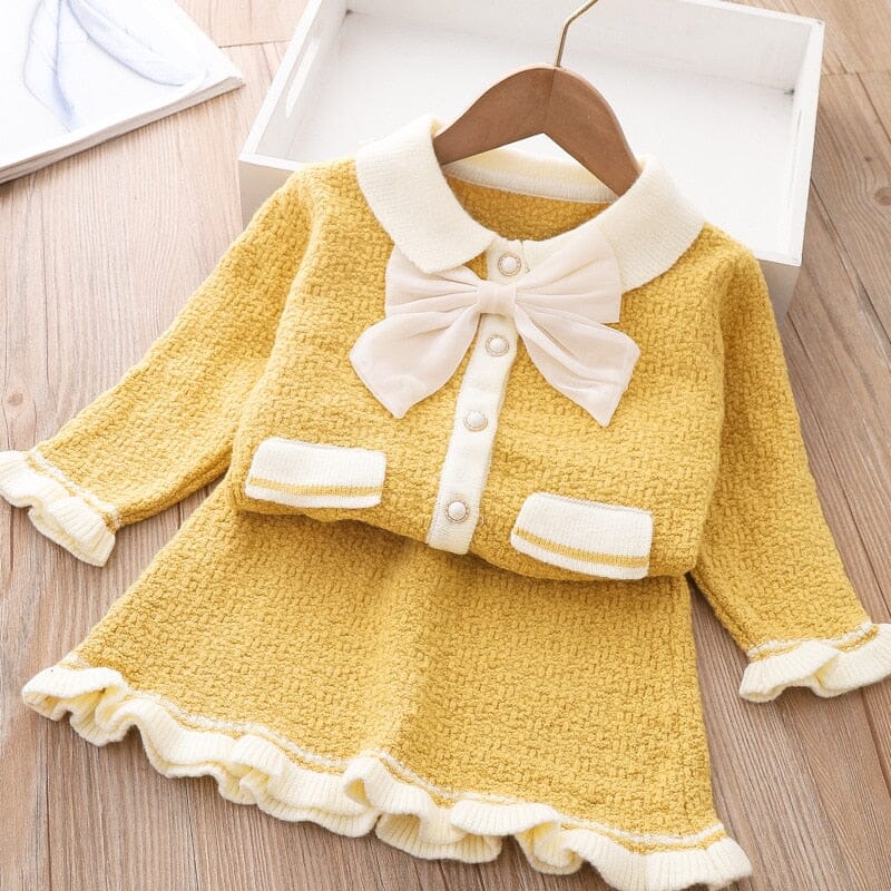 Conjunto Infantil Feminino Gola e Laçinho Loja Click Certo Amarelo 6-12 Meses 