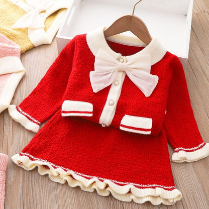 Conjunto Infantil Feminino Gola e Laçinho Loja Click Certo Vermelho 6-12 Meses 