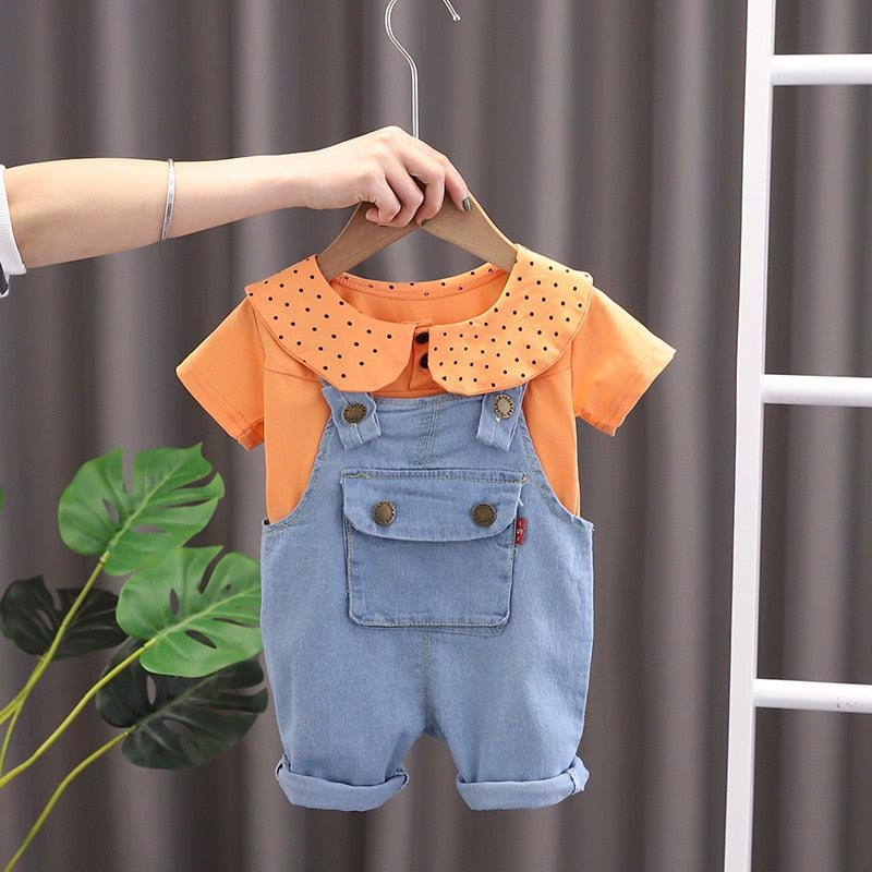 Conjunto Infantil Feminino Gola Poá conjunto Loja Click Certo Laranja 2-3 Anos 