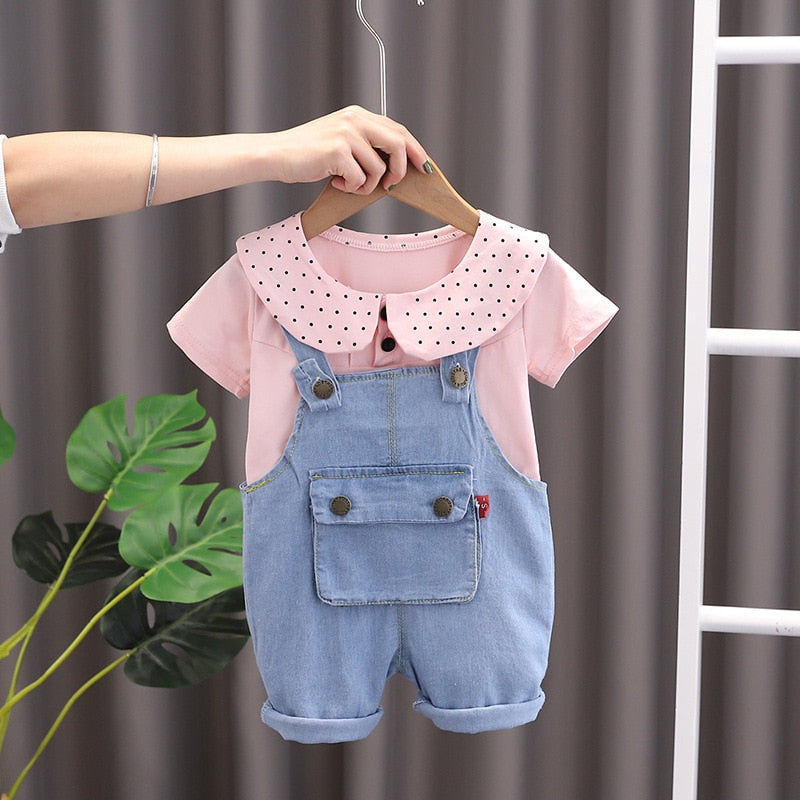 Conjunto Infantil Feminino Gola Poá conjunto Loja Click Certo Rosa 2-3 Anos 