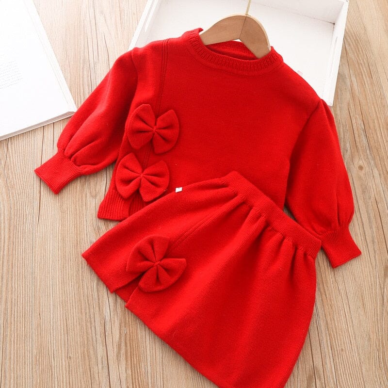 Conjunto Infantil Feminino Inverno Laçinho Loja Click Certo Vermelho 6-12 Meses 