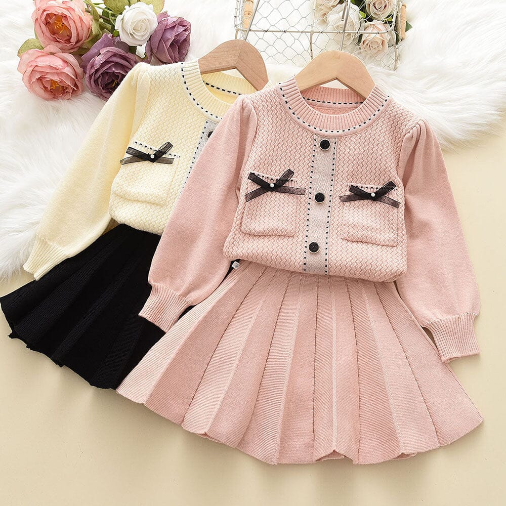 Conjunto Infantil Feminino Laçinho e Saia Plíssada Loja Click Certo 