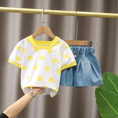 Conjunto Infantil Feminino Poá conjunto Loja Click Certo Amarelo 2-3 Anos 