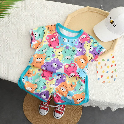 Conjunto Infantil Feminino Ursinhos Divertidos Loja Click Certo Azul 1-2 Anos 