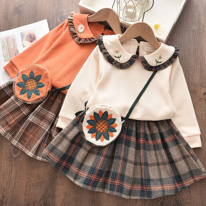 Conjunto Infantil Feminino Xadrez Bolsinha Loja Click Certo 